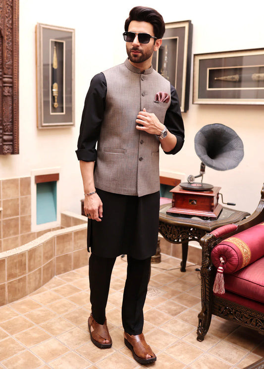 Men's Light Brown Plain Waistcoat